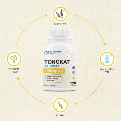 Vista 4 de Puregen Labs - Extracto de Tongkat Ali 200 a 1 para hombres, 1020 mg por porción, [alta potencia] Total de 240 cápsulas – Apoyo a la salud masculina