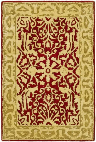Vista 3 de SAFAVIEH Silk Road Collection SKR213G - Alfombra decorativa de lana tradicional hecha a mano, 2 x 3 pies, color granate y marfil