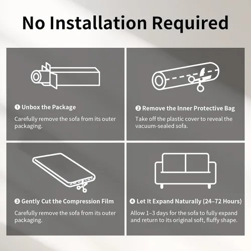 Vista 6 de Sofá de compresión, sofá cama convertible, sofá modular con almohada, cómodo sofá de tela de felpilla con espuma viscoelástica, sofá de piso