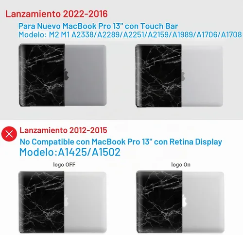 Vista 4 de IBENZER Compatible con MacBook Pro 13 pulgadas 2025 2024 M2 Funda 2025-2016 M1 A2338 A2289 A2251 A2159 A1989 A1706 A1708, carcasa rígida y cubierta