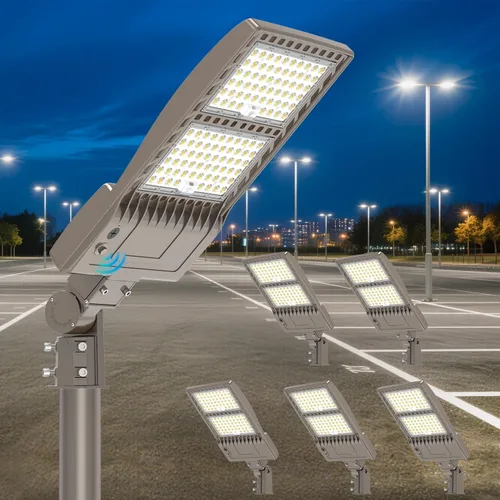 Vista 21 de BBESTLED 400W/320W/240W luces LED para estacionamiento con brazo y montaje deslizante, iluminación exterior del atardecer al amanecer, luz