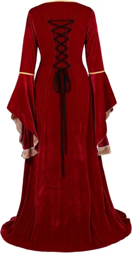 Vista 3 de Haorugut - Vestido renacentista para mujer, vestido medieval, traje renacentista de hada