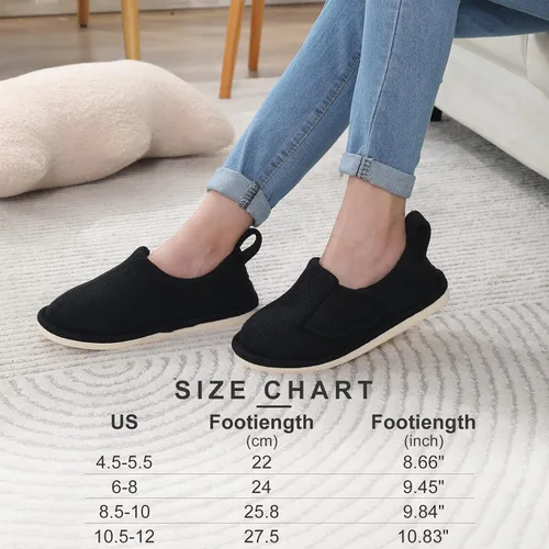 Vista 2 de IIITHREE Pantuflas de espuma viscoelástica suaves y ligeras para mujer con forro que absorbe la humedad, cierre ajustable y pantuflas de casa