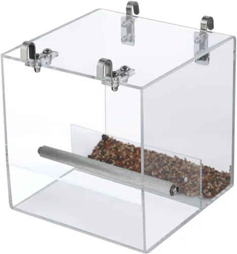 Vista 8 de Comedero automático para pájaros sin ensuciar, jaula para mascotas, contenedor de comida para semillas para periquito, canario, cacatúa, loro