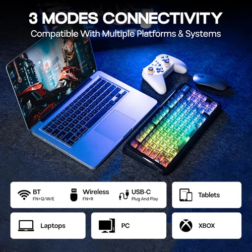 Vista 5 de KiiBoom Phantom81 Lite 75% Junta Teclado mecánico, VIA programable Negro