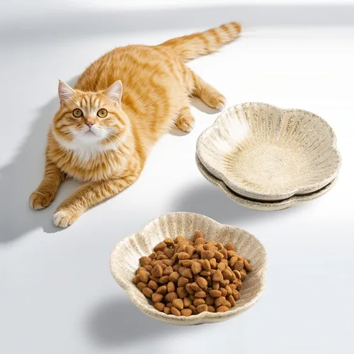Vista 10 de Mecaikru Tazones de comida para gatos, platos de cerámica para gatos, plato para comida, agua y aperitivos, 4.72 pulgadas, uso en interiores