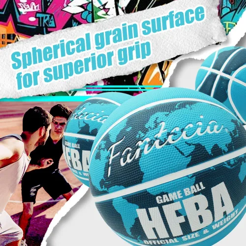 Vista 3 de Baloncesto tamaño 7 con bomba para interiores y exteriores, pelota de baloncesto de goma para jóvenes adultos, escuela, entrenamiento