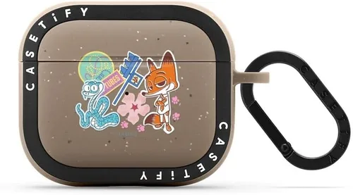 Vista 6 de CASETiFY AirPods Pro (1ª/2ª Gen) Estuche Bounce con Anillo [Colaboración Frozen] - Copo de Nieve de Anna - Taupe Mate