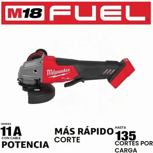 Vista 2 de Milwaukee 2880-20 M18 FUEL Esmeriladora angular pequeña sin escobillas de iones de litio de 4-1/2 pulgadas / 5 pulgadas, inalámbrica con interruptor