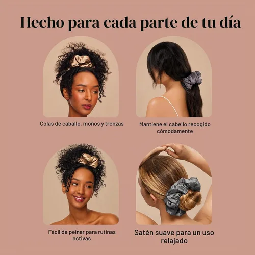Vista 7 de Kitsch Coleteros de satén de almohada para mujer, color carbón y oro, 2 Dorado