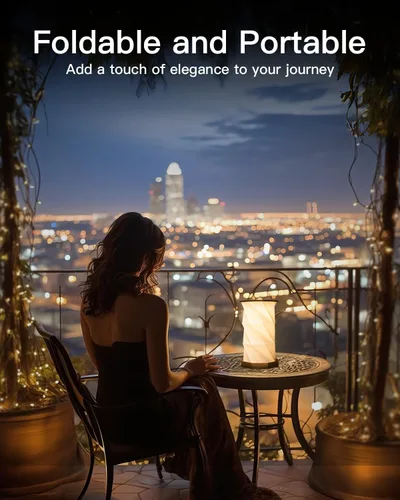 Vista 7 de JTT Lámpara de mesa recargable portátil pequeña Lámpara de escritorio inalámbrica LED Luces de noche regulables sin escalones Lámpara de papel