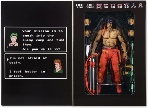Vista 2 de NECA Rambo 7" First Blood Part II Figura de acción (Classic Video Game Apariencia)