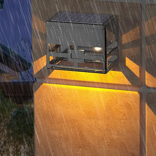 Vista 4 de Lxcom Lighting Luces solares decorativas de pared, luces solares para vallas, luces solares para exteriores, luz de cubierta, impermeable, luces