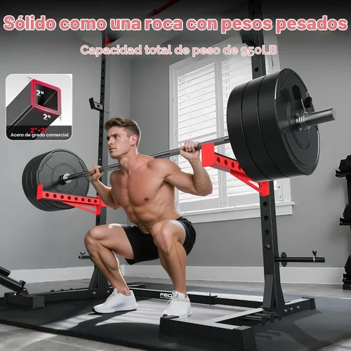 Vista 2 de FLYBIRD SR1 Squat Rack, Adjustable Power Rack for 6FT/7FT Barbells Negro&rojo