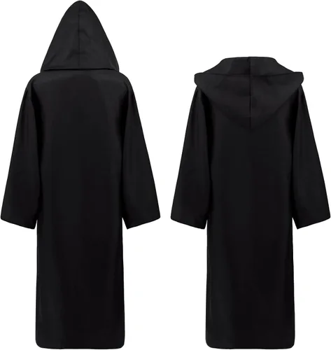 Vista 3 de Sarfel Cloak with Hood Men Halloween Jedi Costume Adult Men Cosplay Wizard Robe Vampire Costume Tunic Knight Hooded Cape