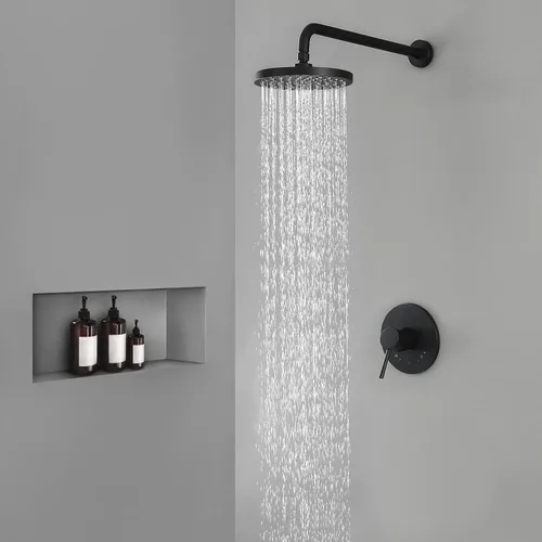 Vista 6 de KES Grifo de baño negro de una sola manija KES Shower Faucets Sets Complete Rain Shower Head Shower Shower Valve L3156ALF-BK-C2+ XB6202-BK- KES