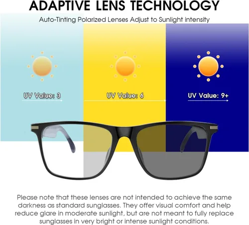 Vista 3 de Gafas inteligentes Bluetooth para hombres y mujeres, asistente de voz e impermeabilidad IPX5, lentes inteligentes fotocromáticos con altavoces