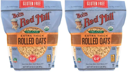 Vista 6 de Bob's Red Mill Avena enrollada orgánica extra gruesa, sin gluten, 32 onzas (paquete de 1), sin OMG, grano entero, vegano, kosher