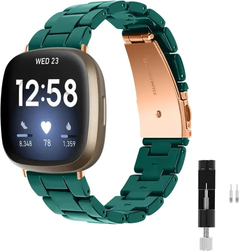 Vista 23 de Correa de reloj de resina compatible con Fitbit Versa 4/Sense 2/Versa 3/Sense 1, pulsera brazalete de moda ligera y ajustable de repuesto