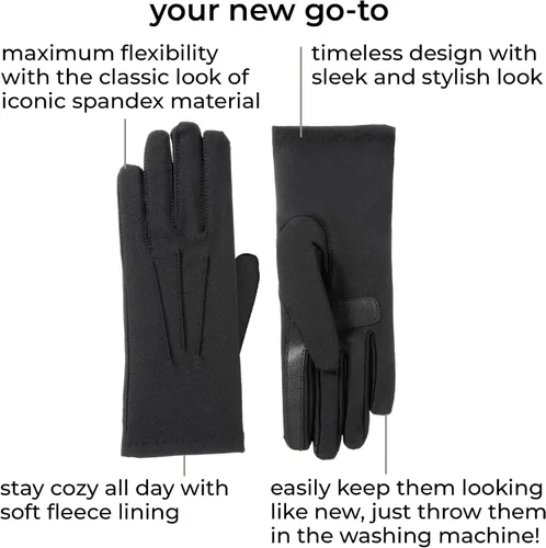 Vista 2 de isotoner womens Spandex Cold Weather Stretch Gloves With Warm Fleece LiningGloves