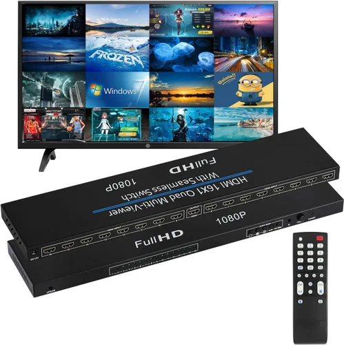 Vista 10 de MultiViewer HDMI 8x1 con función KVM, 4K@30Hz HDMI Quad MultiViewer Share 8 ordenadores simultáneamente, permitiéndoles compartir un conjunto
