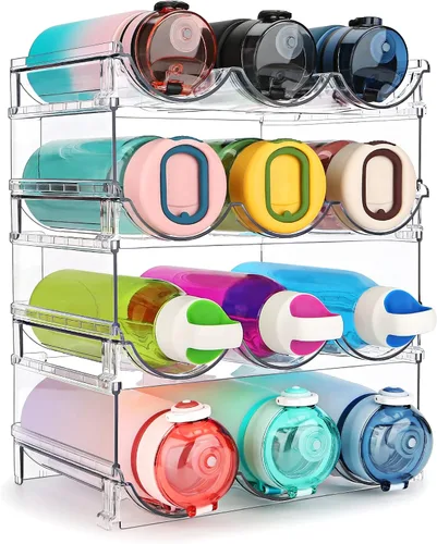 Vista 7 de spospo Organizador de botellas de agua para gabinete, organizador de almacenamiento de botellas de agua, 2 paquetes de estante de almacenamiento