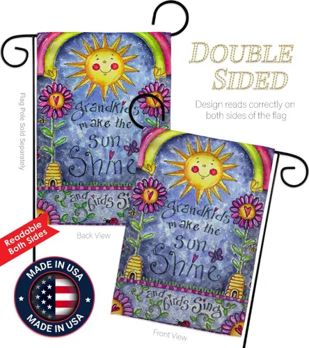Vista 3 de Breeze Decor - Grandkids Special Occasion - Bandera de jardín vertical decorativa con impresiones familiares de 13 x 18.5 pulgadas, impresa