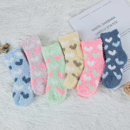 Vista 5 de Durio Calcetines para bebés y niñas, calcetines cálidos y mullidos, calcetines acogedores para niños, calcetines cálidos súper suaves atléticos