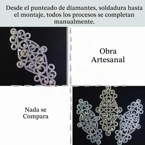 Vista 4 de PEARLY JUN Parches de apliques de cristal con diamantes de imitación, para bricolaje, con cuentas, ropa de costura para cinturón de boda, vestidos