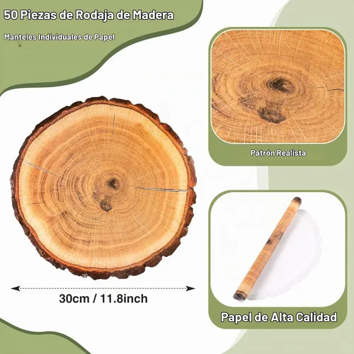 Vista 3 de TaoBary 50 manteles individuales desechables de papel de grano de madera a