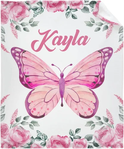 Vista 20 de Manta de mariposa personalizada con texto, manta de franela personalizada con nombre, para niños, perros y gatos, regalo de 30 x 40 pulgadas, XS