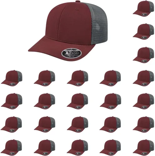 Vista 94 de Cap America i8502 Flexfit 110 Premium - Gorra de camionero de perfil medio con 6 paneles de malla trasera con protección UV y cierre ajustable