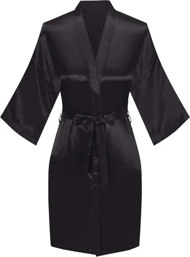 Vista 31 de Bata de boda para mujer, para novia, dama de honor, corta, de satén, kimono, batas de seda para prepararse, fiesta nupcial