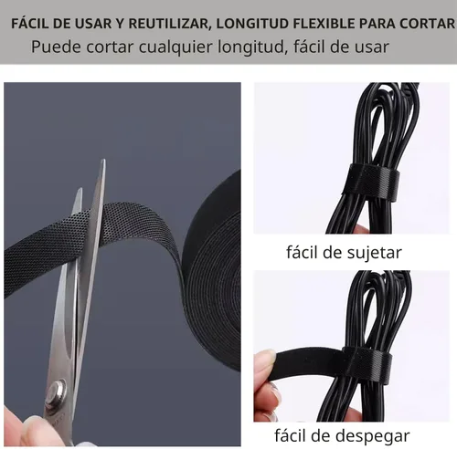Vista 6 de BSELEYY - Amarres de Cable Reutilizables de 27 Yardas x 1 Pulgada - Correas de Cable Ajustables Cinta de Gestión de Cables Correas de Organización