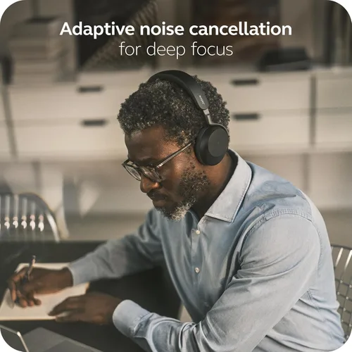 Vista 8 de Jabra Evolve3 75 Auriculares inalámbricos Bluetooth con micrófono para el trabajo, USB-A, tecnología de llamada de voz AI, cancelación activa