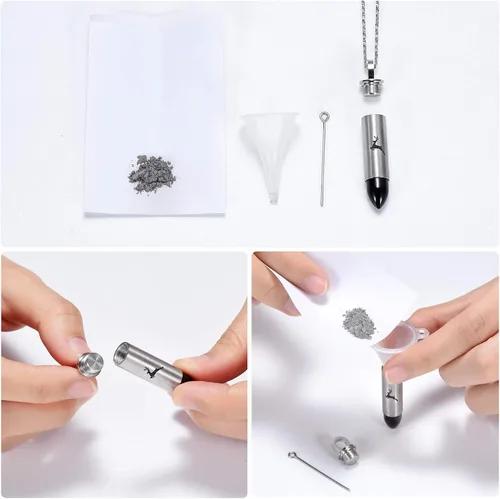 Vista 6 de Yinplsmemory Joyería de cremación para cenizas, medallón de ciervo y bala colgante de urna para cenizas, recuerdo de joyería conmemorativa