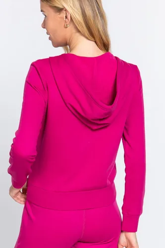 Vista 4 de OLLIE ARNES Sudadera con capucha de moda con cremallera completa para mujer, chaqueta de manga larga