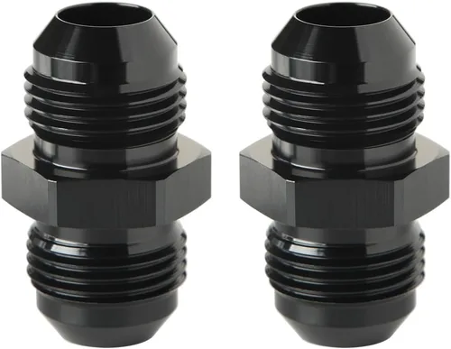 Vista 11 de 3AN macho a 3AN macho Flare 45 grados Unión acoplador adaptador de montaje aluminio negro