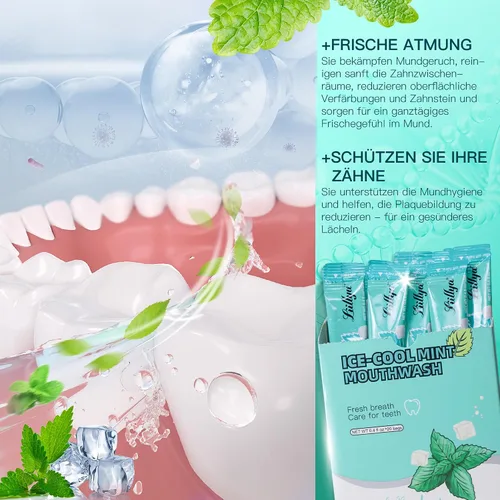 Vista 6 de Paquetes de enjuague bucal sin alcohol, enjuague bucal de un solo uso para aliento fresco, cuidado bucal de menta fresca, salud de dientes y encías