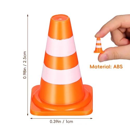 Vista 2 de 30 piezas de conos de tráfico mini, conos mini de 1 pulgada naranja pequeños para señalización de bloqueo de carretera en construcción, juguetes
