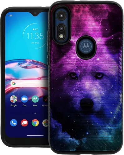 Vista 8 de CasesOnDeck Funda delgada compatible con Motorola Moto E (2020) / Moto E [Armadura cepillada] Negro de doble capa delgada cubierta de agarre