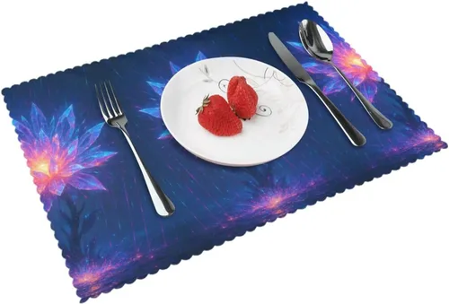 Vista 9 de Rectangular Placemats Set of 4, Heat Resistant Candy Castle Printed Kitchen Dining Table Mats