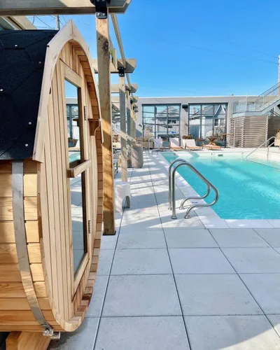 Vista 9 de Smartmak Sauna de vapor de barril al aire libre personalizada, 2-10 personas de cicuta canadiense/cedro rojo tradicional sala de sauna de madera