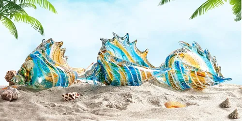 Vista 5 de EUSTUMA Adorno de figuras de caracolas de vidrio soplado a mano, adorno de animales marinos para decoración del hogar, colección de animales marinos