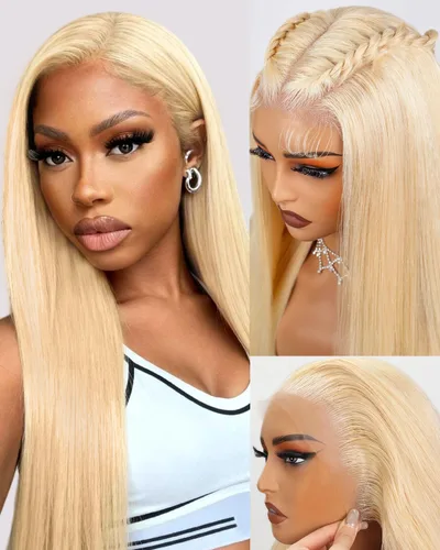 Vista 11 de Arabella 20/Rubio Ceniza Ombre Pelucas de encaje frontal 5x6 de cabello humano, listas para usar, sin pegamento, pelucas de cabello humano