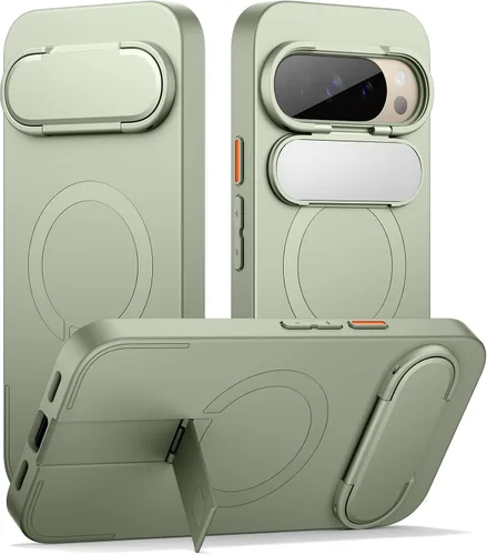 Vista 11 de SURITCH Funda para teléfono Google Pixel 9 Pro XL, compatible con MagSafe, funda protectora con cubierta de cámara y soporte de metal ajustable