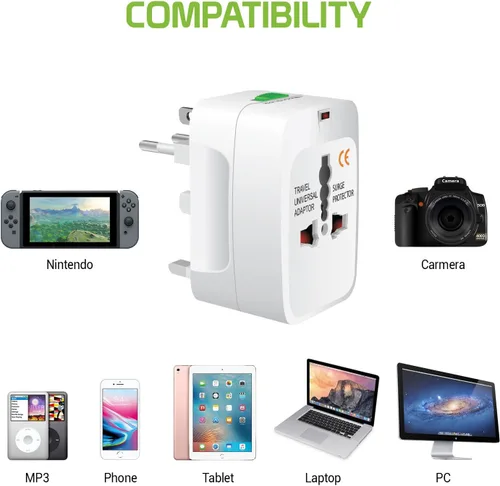 Vista 4 de Adaptador de viaje, universal todo en uno en todo el mundo convertidor de enchufe de viaje internacional-EE. UU. UE AUS/NZ Reino Unido Europa Asia