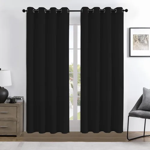 Vista 25 de Joydeco - Juego de 2 paneles de cortinas opacas de 63 pulgadas, 2 cortinas largas con aislamiento térmico burg, cortinas de oscurecimiento