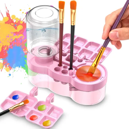 Vista 8 de BoAn Herramienta limpiadora de pinceles de pintura mejorada 2025 – Lavadora de pinceles todo en uno, taza de enjuague, soporte y paleta
