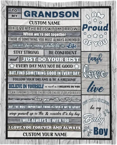 Vista 22 de Manta personalizada con nombre de nieto de la abuela y el abuelo de 40 x 50 pulgadas, regalo personalizado con nombre de niño, manta de baloncesto